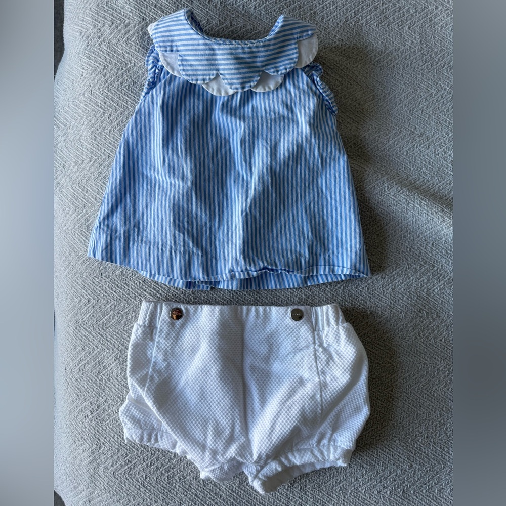 Jacadi Baby Girl Short Set Outfit with matching hat